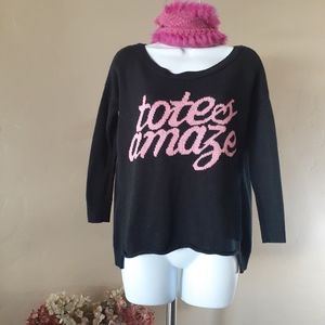 American Eagle Graphic Sweater | "Totes Amaze" Pink Spellout